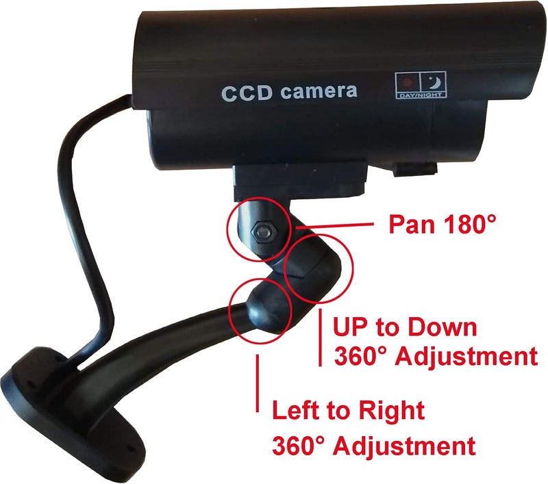 JYtrend Fake Camera, Dummy Camera CCTV Surveillance System with Realistic Red LED Flashing Light for Outdoor and Indoor + Warning Sticker (2 Pack, Black) - Image 3